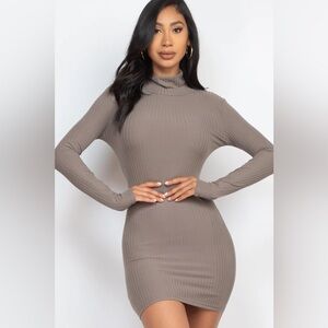 Perfect for Fall : Mock Neck Taupe Midi